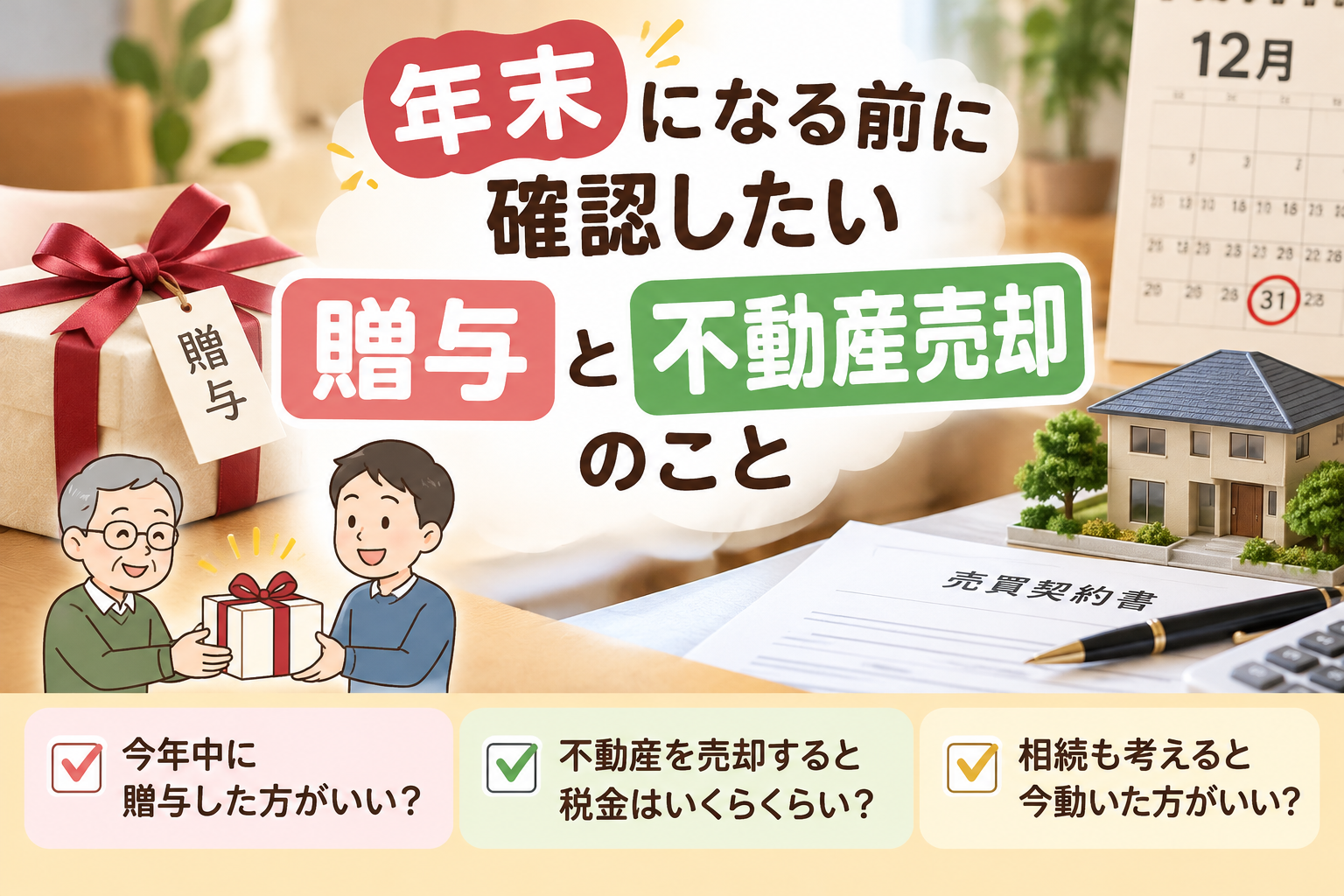 【資産税部】「年末になる前に確認したい、贈与と不動産売却のこと」